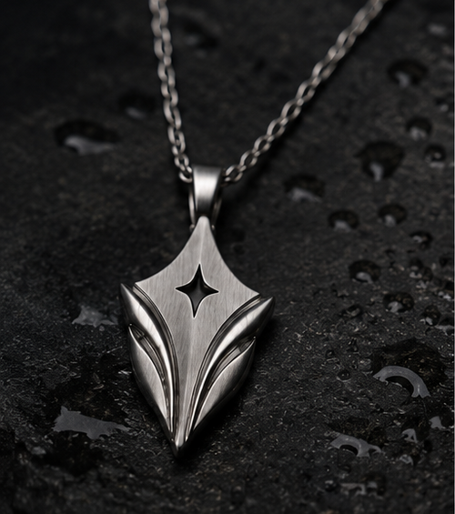 RAVYL Veil Pendant - brushed silver arrowhead pendant