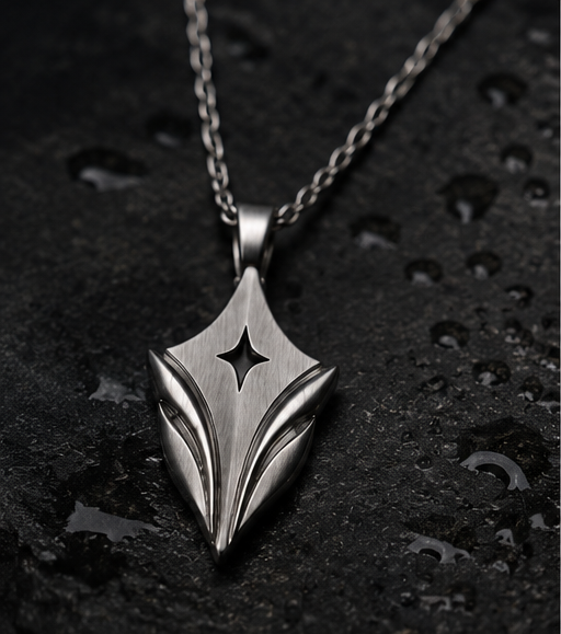 RAVYL Veil Pendant - brushed silver arrowhead pendant